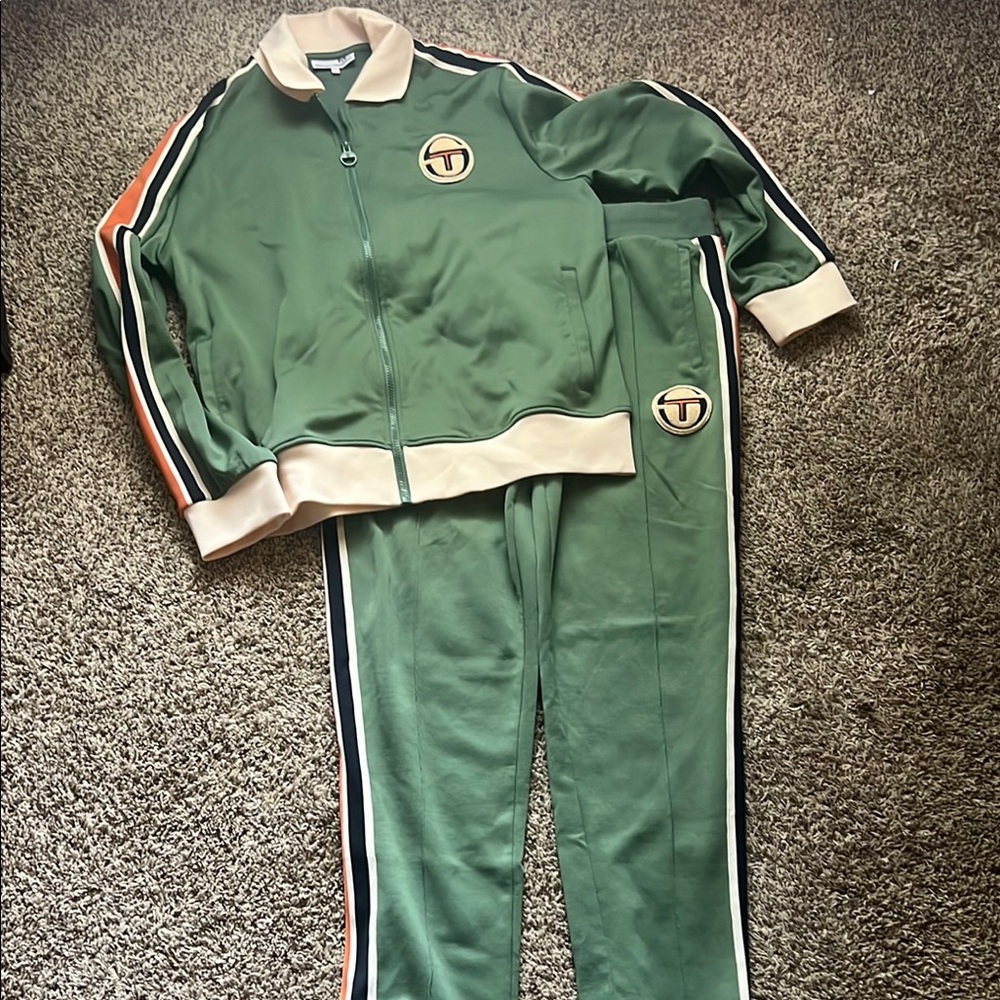 Green Sergio Tacchini Men’s Track Suit with Logo